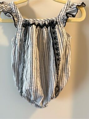 Max Studio Baby Black & White Striped Ruffle Romper